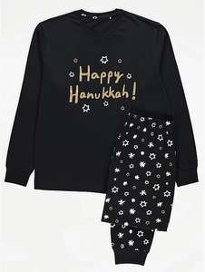 Happy Hanukkah Slogan Print Pyjamas Size Large - £6 with Free click and collect @ George (Asda)