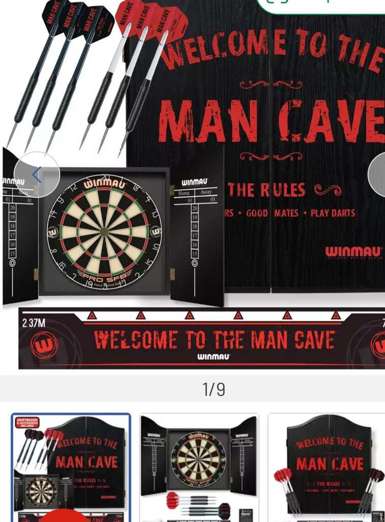 Winmau Man Cave Dartboard & Darts Gift Set - Free C&C | hotukdeals