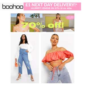 Sale - Up to 70% off + £1 Next Day Delivery with code - @ Boohoo