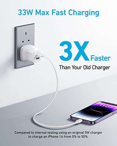 Anker USB C Plug, 323 Charger (33W), 2-Port Compact USB C Charger with Foldable Plug £14.99 @ Dispatches from Amazon Sold by AnkerDirect UK