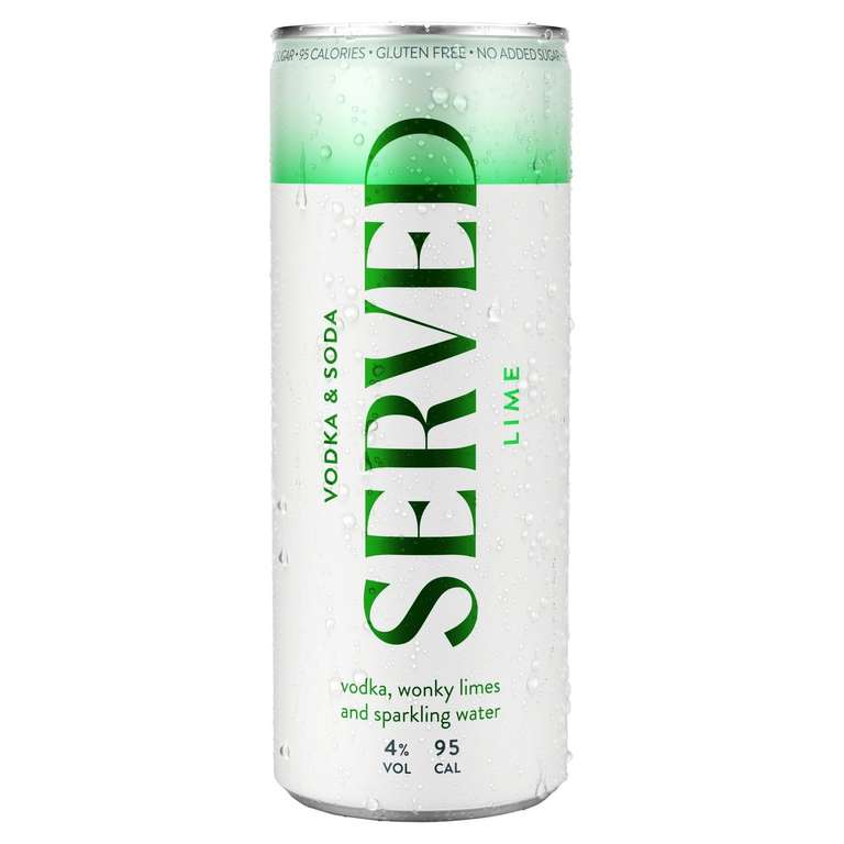 Served Lime / Rasberry Hard Vodka Seltzer 250ml 4% Vol - Free with the Greenjinn App