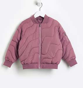 Mini Girls Pink Wave Bomber Jacket £9 (£1 collection) @ River Island
