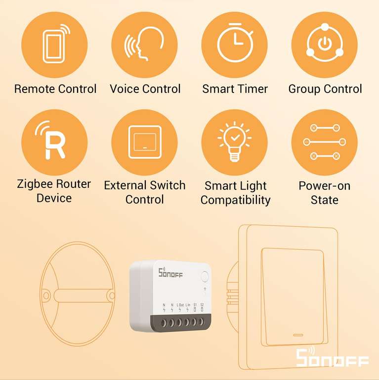 SONOFF ZBMINIR2 ZigBee Mini Smart Switch 2 x £13.47 | Hotukdeals
