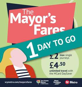 West Yorkshire Buses - Adults £2 / Children £1 / Adult All Day Tickets £4.50 / From 4th September @ WY Metro