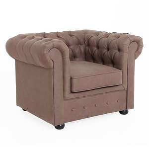 Chesterfield Faux Leather Armchair - Tan £170 @ Homebase