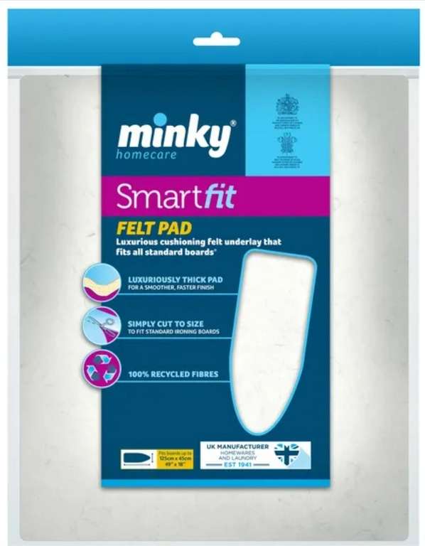 Minky Smartfit Felt Pad Ironing Board Cover now £3 + Free Collection @ Dunelm