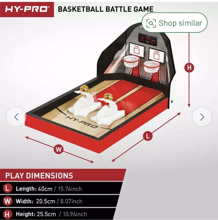 Hy-Pro Desktop Basketball Game - £10 (free click & collect) @ Argos