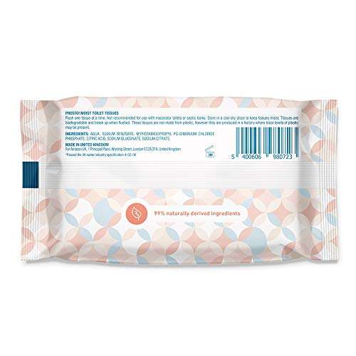 Amazon Brand - Presto! Gentle Moist Toilet Tissues - Fragree - Fine to Flush - Pack of 240 (40 tissues x 6 packs) £4.57 / £4.34 S&S @ Amazon