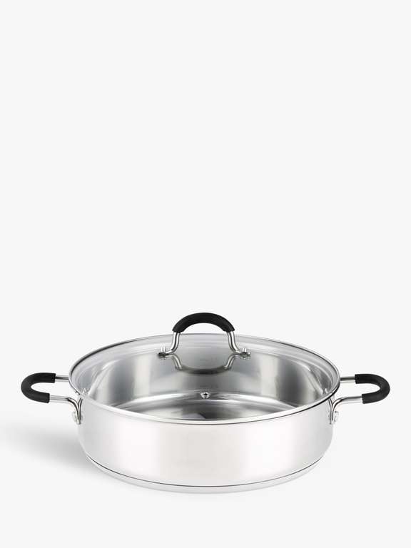 John Lewis 'The Pan' Stainless Steel Shallow Casserole, 28cm - Click and collect