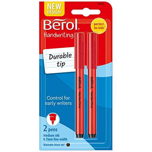 Berol Handwriting Pens, Round Shape, Washable Black Ink - 2 Count - £1 (95p or less S&S) @ Amazon