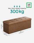 SONGMICS 110 cm Ottoman Storage Box, Foldable Storage Bench, Footstool, Padded Seat, Load Capacity 300 kg | Sold and dispatched by Songmics