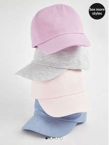 Kids plain pink caps 4 pack. Size age 4 - 8 available. Free click and collect £5.60 @ George