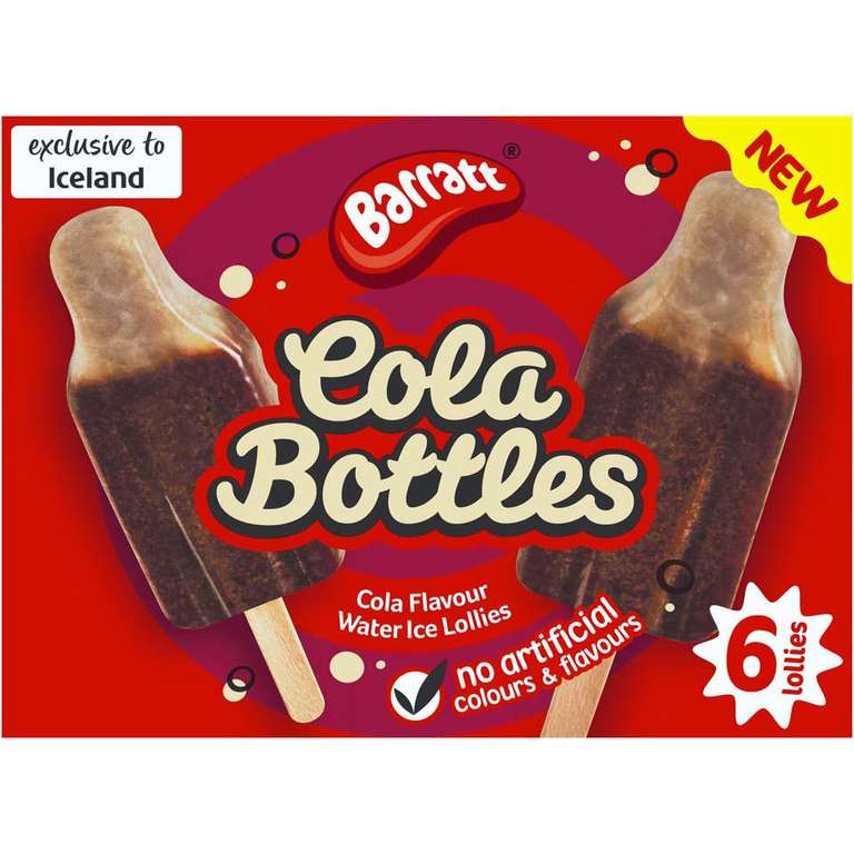 Barrat Cola Bottle Ice Lollies 6x360g £1.50 or £10 or £10 Online Only (Minimum Spend / Delivery Fees Apply) Iceland