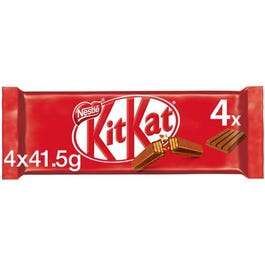 Kit Kat 4 Finger Milk Chocolate Bar Multipack 41.5g 4 Pack - £1 (Min Order £20 / £5.95 Delivery) @ Poundshop