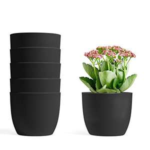 T4U 12CM Self Watering Planters Plastic Black Set of 6 for Garden House Plants, Aloe, Herbs and More w/voucher - Mucihome-europe FBA