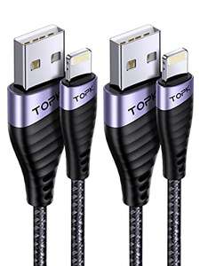 iPhone Charger Cable, TOPK [2Pack 6ft/2M] Premium Nylon USB-A to Lightning Cable, MFi Certified - £3.94 - Sold by TOPKDirect / FBA @ Amazon