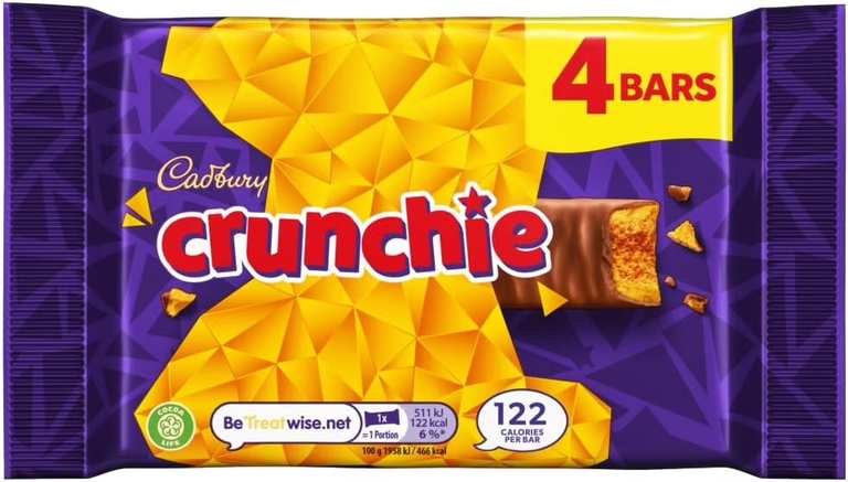 Cadbury Crunchie Chocolate Bar, 4 x 26.1g (£1.04 / 93p S&S)