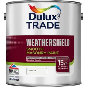 Dulux Trade Weathershield Masonry Paint 2.5L Light Base - £6 (limited locations) + Free Click & Collect @ Jewson