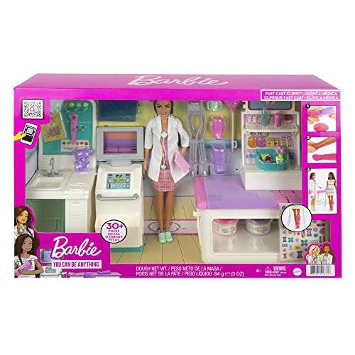 Barbie Clinic Playset, Brunette Barbie Doctor Doll, 30+ Play Pieces - £15.47 (free click & collect) @ Argos
