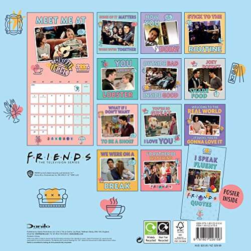 Friends 2023 Calendar, Month To View Square Wall now £5.49 or buy 2 for £10 (various other types) at Amazon
