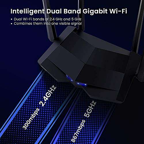 Tenda AC10U AC1200 Dual Band Gigabit Wi-Fi Router, a USB 2.0 Port, MU-MIMO, 4 Gigabit LAN Ports, 867Mbps/5 GHz+ 300Mbps /2.4GHz