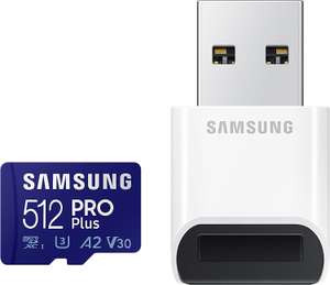 Samsung PRO Plus 512GB microSDXC UHS-I U3 160MB/s Full HD & 4K UHD Memory Card inc. USB-Card Reader (MB-MD512KB/WW) - £64.99 Amazon