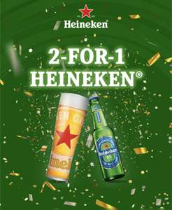 2-4-1 Heineken Pint, Bottle or 0% (at participating pubs only) Lager / Beer