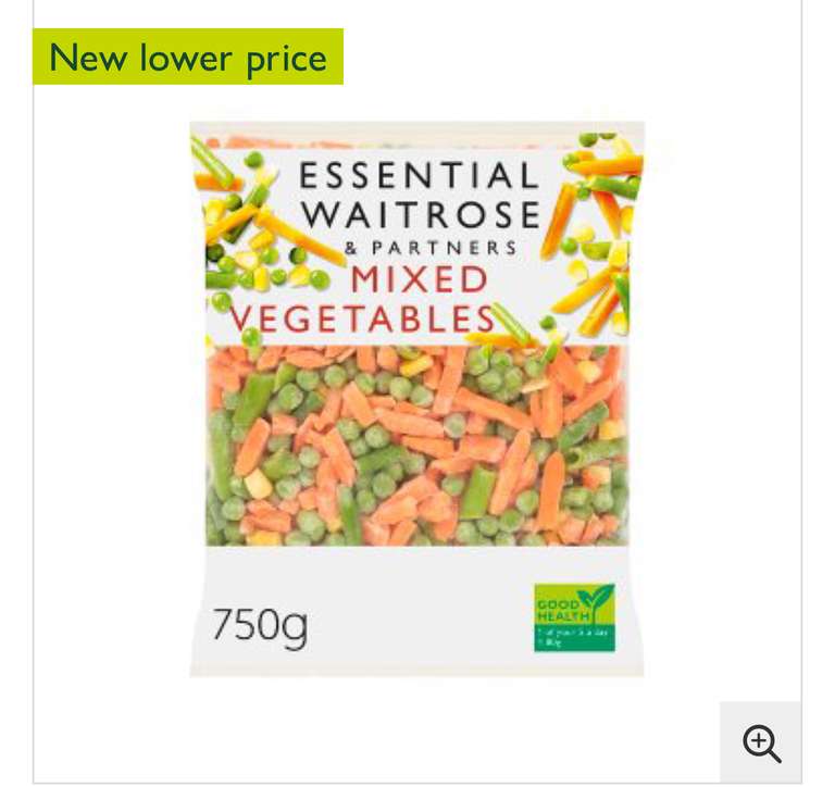 Essential Frozen Vegetable Mix750g £1 @ Waitrose