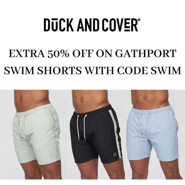 Gathport Swim Shorts - £6.50 With Extra 50% Off Code (£2.99 Delivery) - @ Duck and Cover