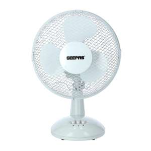 Geepas 9-Inch Portable Desk Fan, 2 Speeds, Wide-Angled Oscillation, Quiet Operation w.code