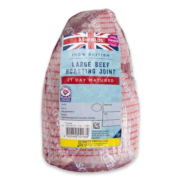 Ashfields Large Beef Roasting Joint Typically 2.5kg £6.49 per kilo from Dec 10th @ Aldi