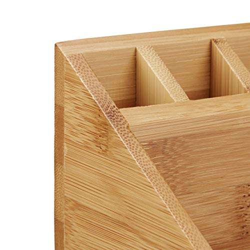 Relaxdays Bamboo Desk Organiser, Pencil Holder, 10 Compartments, Wood Grain, Size: 10 x 23 x 10 cm, Natural Brown - £13.02 @ Amazon