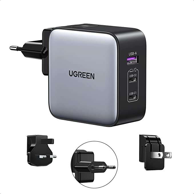 UGREEN 65W USB C Charger, Nexode GaN Charger 3-Port Fast Wall Charger, US/UK/EU Plug for Travel - £39.99 sold by Ugreen @ Amazon