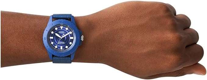 FOSSIL Blue Canvas Strap Sports Solar Powered Watch (£1.99 Collection)
