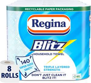 Regina Blitz Household Towel, 8 Rolls, 560 Super-Sized Sheets, Triple Layered Strength - £13 / £11.70 Subscribe & Save @ Amazon