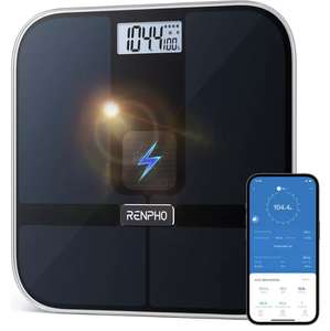 Renpho Smart Body Bluetooth Solar Bathroom Scale - Black - Free C&C