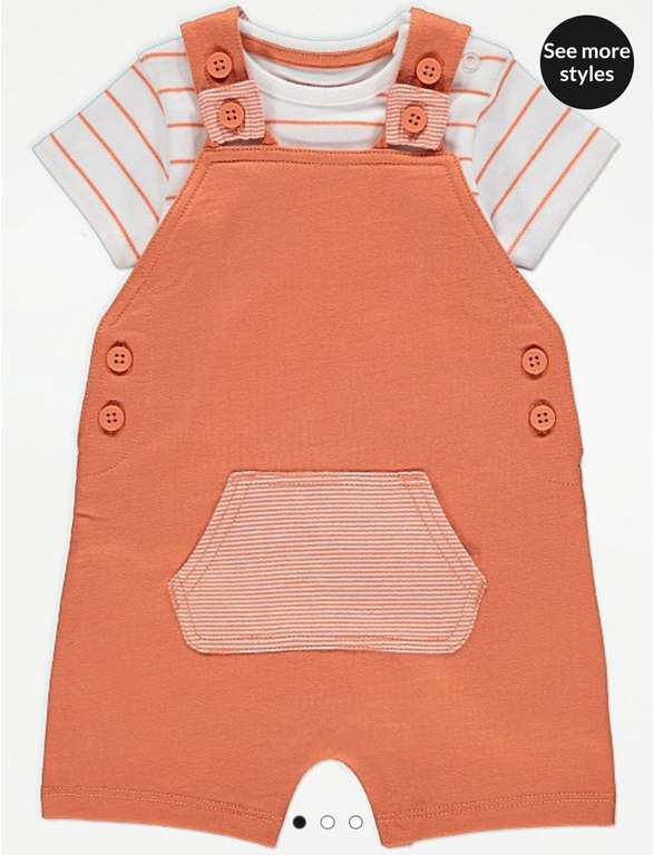 Baby Short Dungarees and Striped Bodysuit Outfit £4 free collection @ George