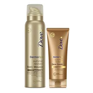 Dove Derma Spa Summer Revived Medium to Dark Face Cream 75ml & Dove Derma Spa Medium to Dark Gradual Self-Tan Body Mousse 150ml £2.66 Amazon