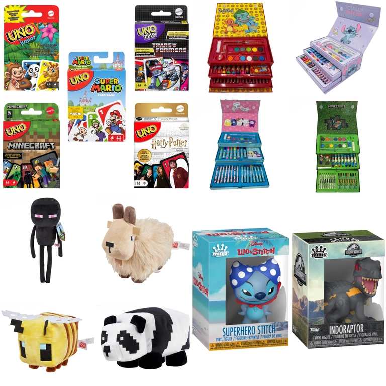 UNO Minecraft, Harry Potter, Super Mario, Flip! Transformers, Junior Card Game / ActivityArt Case Minecraft, Disney Stitch £6.99 + More