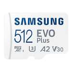 Samsung EVO Plus 512GB 4K Ready microSDXC Memory Card with SD Adapter - 130MB/s, UHS-I U3, V30, A2