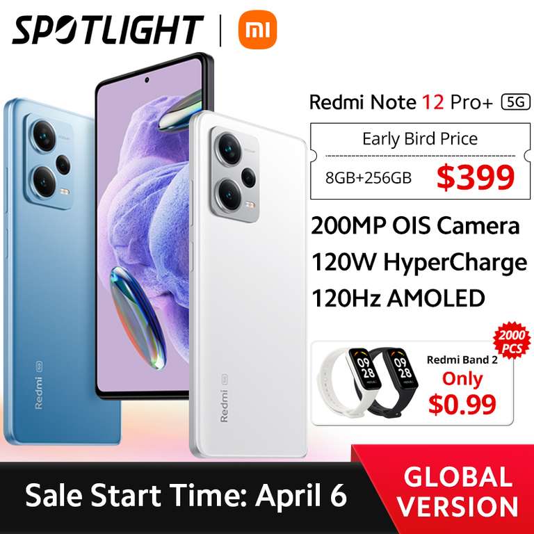 Global Version Xiaomi Redmi Note 12 Pro+ Plus 5G 8GB+256GB 200MP 120Hz AMOLED 120W Charge FREE BAND 2 £313.99 With Code @ AliExpress Xiaomi