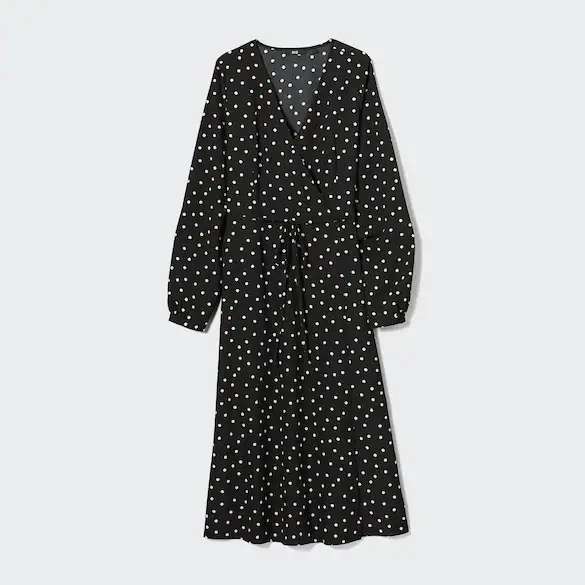 Uniqlo light wrap dotted long sleeved dress (Black & Brown) - £9.99 @ Uniqlo Free click and collect