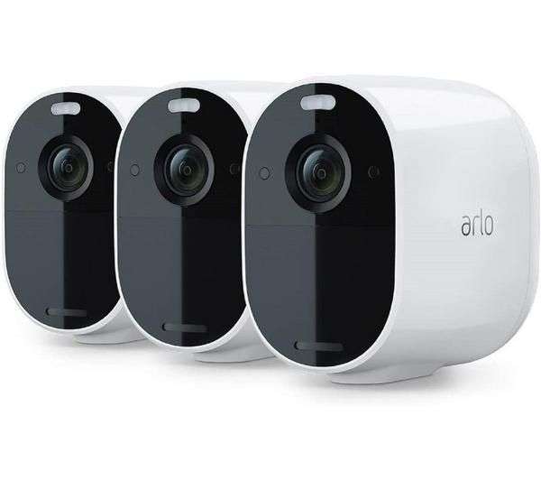 Arlo Essential Spotlight Outdoor Security Camera, Wireless CCTV, 3 Cam Kit
