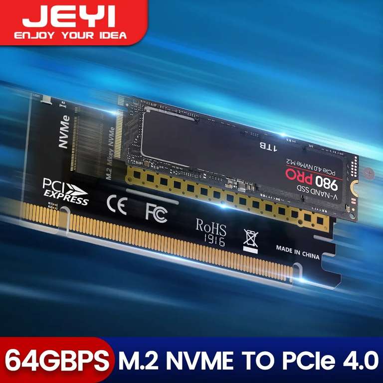 JEYI M.2 NVME to PCIE X16 Adapter, 2280/60/42/30 NVMe SSD to PCIe for new/returning buyers (£3.58 existing) @ Digitaling Store