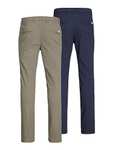 Jack & Jones Mens Marco 2 Pack Stretch Tapered Leg Low Rise Chino Trousers