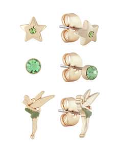 Disney Gold Crystal Tinkerbell Stud Earrings - Set of 3 Now £9.99 Free Click & Collect @ Argos