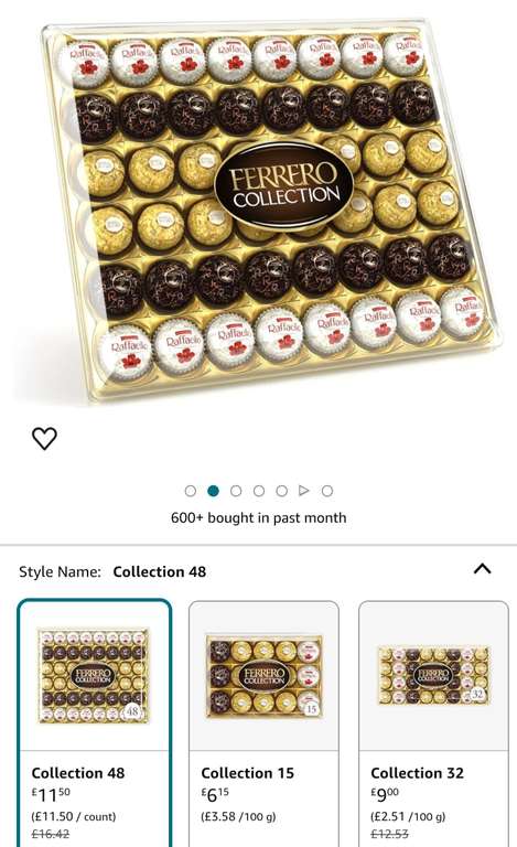 Ferrero Collection Pralines, Chocolate Hamper, Coconut Raffaello and Dark Chocolate Rondnoir, Box of 48 (518g) via Fresh (Min spend applies)