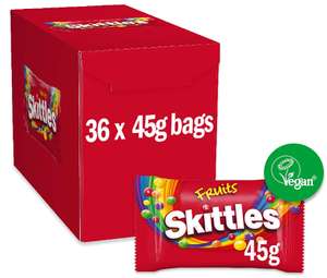 Skittles Sweets, Vegan Sweets Fruit Flavoured Chewy Bulk Sweets Box, Sweets Gift Box 36 Packs of 45g £12.60 @ Amazon