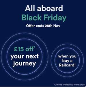 Get £15 Trainline credit off your next journey (Must use by end of 2022) when you buy a £30 railcard at Trainline