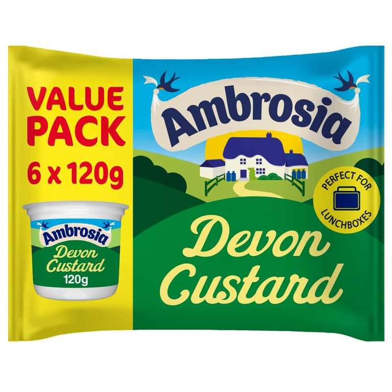 Ambrosia Devon Custard Dessert Pots, Rich & Creamy Ready-to-Eat Treat, 6 x 120 g Pot (S&S £1.81-£1.92)